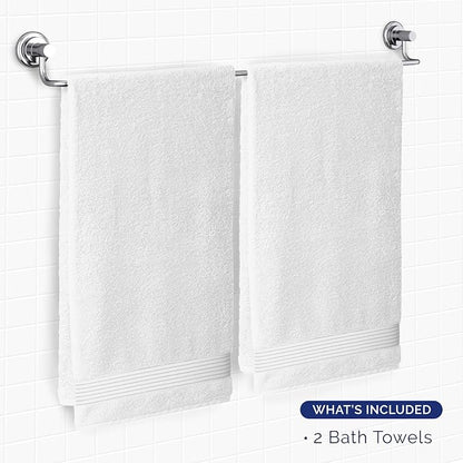 Elegant Comfort Premium Turkish Cotton 2 Pack Bath Towel Set - 27 x 54 inch, Luxurious Hotel Spa Quality 100% Turkish Cotton 2PC Bath Towel Set - Highly Absorbent - Soft Bathroom Towels, White