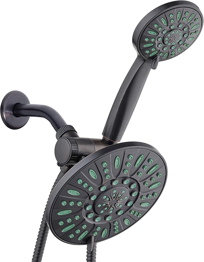 AquaDance Antimicrobial High Pressure 7" Rain & Handheld Shower Head Combo | Enjoy More Power & Better Shower Hygiene with Lifetime Antimicribial Nozzle Protection from Mold, Mildew & Bacteria - Bronze