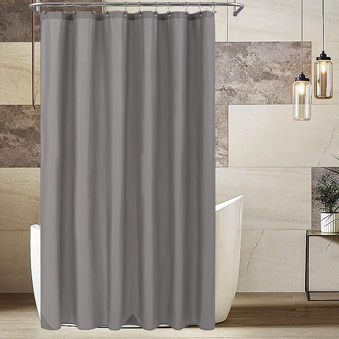 ALYVIA SPRING 72x96 Extra Long Waterproof Fabric Shower Curtain Liner Grey | 3 Magnets, Soft Cloth & Hotel Quality, Machine Washable, Light-Weight, Extra Long Size