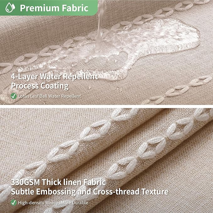 eachope Boho Farmhouse No Hook Shower Curtain Set with Snap-in Fabric Liner,Heavy-Duty Linen Textured Rustic Striped Design,Water-Repellent with Tassels and Sheer Window,Tan/Taupe,71x74 | Snap-in Liner,330GSM Thick Linen Textured Rustic Striped Design,...