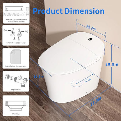 Smart Toilet with Bidet Built in, Elongated Japanese Toilet with Powerful Flusht, Heated Bidet ADA Comfort Height, Dryer, Deodorizer, Night Light