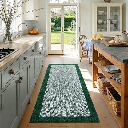 48x24 Long Bathroom Rugs Non Slip Washable,Large Bath Rugs for Bathroom Floor Tub,Soft Absorbent Quick Dry Bath Mats for Shower, Bathtub, Home Decor, Dark Green