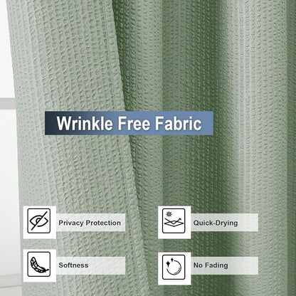 Sage Green Shower Curtain for Bathroom 72x72 Inch, 3D Embossed Textured Waffle Fabric Shower Curtains, Soft Hotel Farmhouse Style, Water Repellent, Machine Washable, Sage Green, 72" W x 72" L