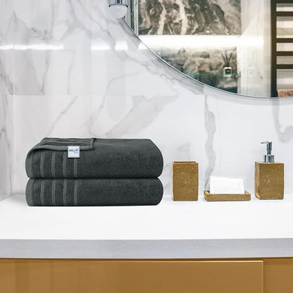 Avalon Towels Bath Towels Set of 4, Size 30 x 60 Inches - 60% Cotton, 40% Viscose Made from Bamboo, Soft and Absorbent, Thin and Quick Drying, Lightweight, Perfect for Daily Use
