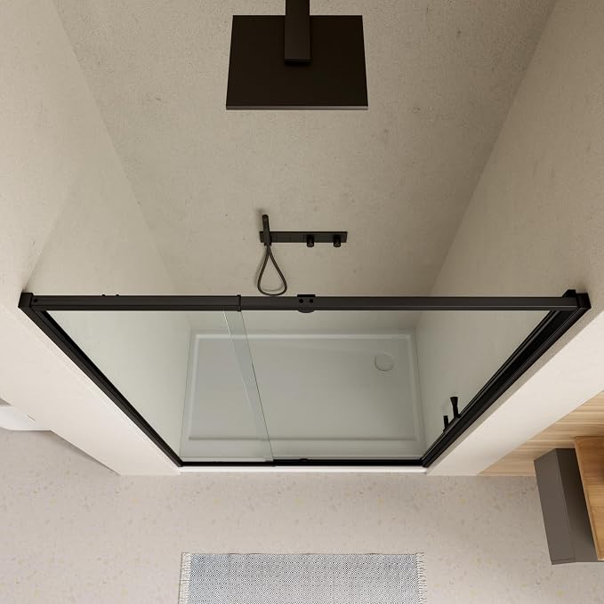 Royal Guard 56-60" W x 71" H Pivot Swing Glass Shower Door,Matte Black | Shower Doors with 4-Inch Adjustable Width, 6mm SGCC Tempered Glass, Reversible Installation,Magnetic Closing,Easy to Clearn