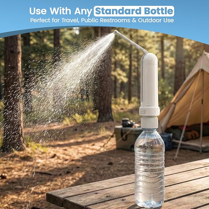 ECO CLEAR – Portable Electric Travel Bidet, 3 Pressure Modes, USB-C Rechargeable, 180ml Tank & Bottle Adapter, IPX7 Waterproof Handheld Bidet for Women & Men, Postpartum, Pregnancy & Camping