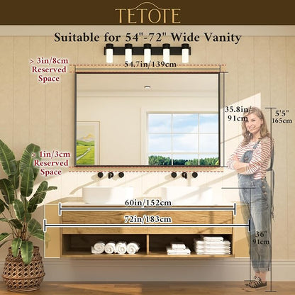 Black Bathroom Mirror for Over Sink 55" x 36" Large Matte Black Beveled Metal Framed Rectangular Vanity Mirror for Bathroom, Bedroom, Entryway, Living Room, Tempered Glass, Shatterproof