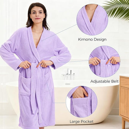 Towel Robe for Women – Soft Absorbent Kimono Bathrobe, Quick-Dry Spa Shower & Hotel Use