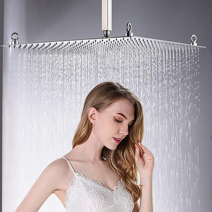 20 inch Large Rainfall Shower Heads High Pressure Stainless Steel Bathroom Rainfall Shower Head Ultra-thin Waterfall Full Body Cover Brushed Nickel Finish