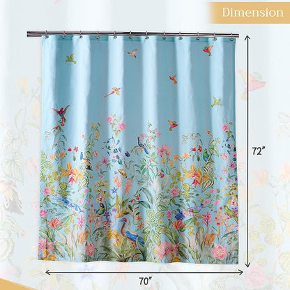 Maison d' Hermine Shower Curtain 100% Cotton One Panel 70"x72" Washable Fabric Shower Curtains for Bathroom, Easy Hanging with 12 Button Holes - Home Hotel Spa Easter Gifts (Paradisio)