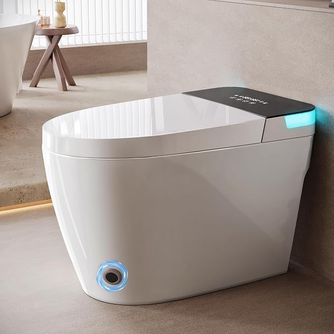 TDH Smart Toilet, Bidet Toilet with LED Display One Piece Toilet for Bathrooms with Heated Seat, Warm Water Sprayer,Dryer and Auto Flush, Foot Sensor & Night Light