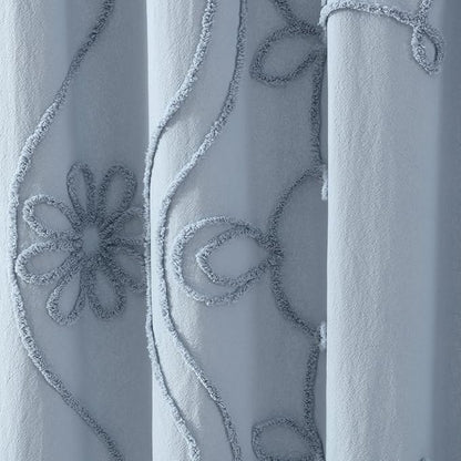 Peri Home Retro Scroll Shower Curtain 72 x 72 inches Blue 1-Piece | Cotton Fabric, Bathroom