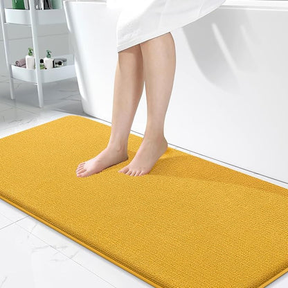 OLANLY Memory Foam Bathroom Runner Rugs 47x24, Long Bath Mat, Golden Yellow | Soft Quick Dry Bath Rugs, Non-Slip, Absorbent Machine Washable Mat for Bathroom Floor, Tub and Shower, Home Decor Accessories