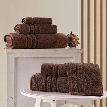 Hawmam Linen Brown 6 Piece Bath Towels Set for Bathroom Original Turkish Cotton Soft, Absorbent and Premium 2 Bath Towels, 2 Hand Towels, 2 Washcloths
