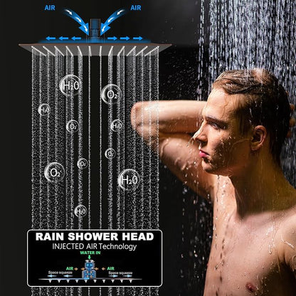 Oil Rubbed Bronze Shower System Digital Display Shower Faucet Set with Wall Mounted Full Body Shower Head(12 inch + 8 inch), Handheld Shower