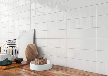 M S International Urbano Pure 3D Mix Glossy Ceramic Subway Tile for Bathroom, Kitchen Backsplash, Accent Wall, and Shower