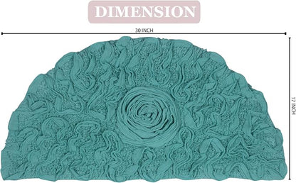 Home Weavers Bell Flower Collection 100% Cotton Tufted Bath Rugs, Extra Soft and Absorbent Bath Rugs, Non-Slip Bath Mats, Machine Washable, Bathroom Bath Mats for Floor, 17"x30" Slice Rug, Turquoise
