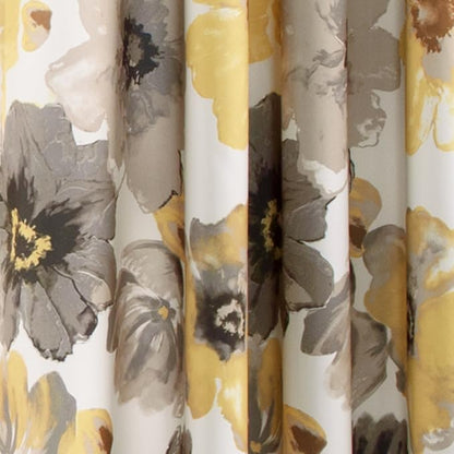 Lush Decor Leah Light Filtering Window Curtain Panels, Pair, 52" W x 45" L, Yellow & Gray - Floral Drapes for Bedroom - Yellow Curtains -Farmhouse Decor
