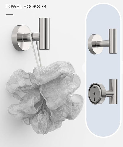 12 Pcs Brushed Nickel Bathroom Hardware Accessories Set | SUS304 Stainless Steel Bath Towel Bar Set, Toilet Paper Holders, Towel Rings Racks, Robe Towel Hooks by HOMEMYSTIQUE