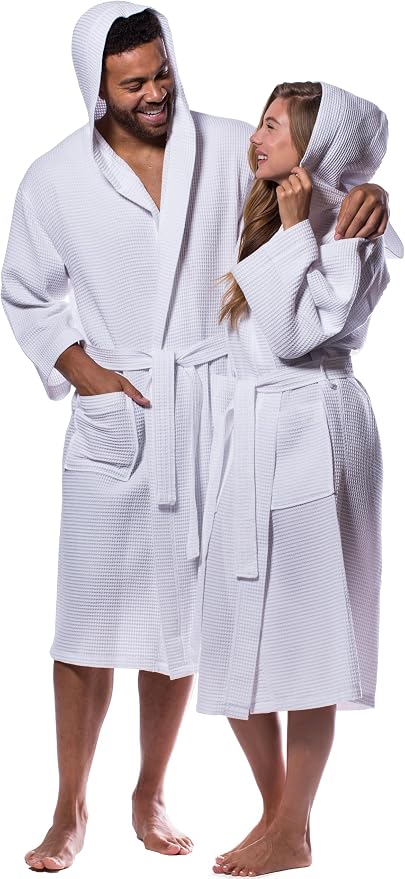 Turquaz Womens Lightweight Waffle Kimono Bathrobe for Men - Soft Quick-Dry Spa & Summer Towel Robe, Cotton Blend