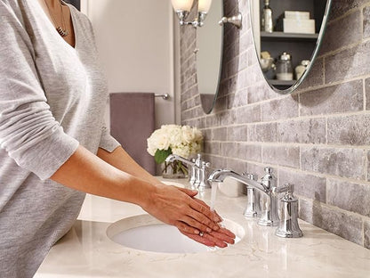 Moen Dartmoor Chrome Two-Handle High Arc Widespread Bathroom Sink Faucet for 3-Hole Setups with Valve Included, TV6805