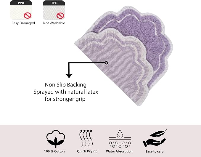 Home Weavers Allure Collection 100% Cotton Tufted Bathroom Rug, Soft and Absorbent Bath Rugs, Non-Slip Bath Carpet, Machine Wash Dry Bath Mats for Bathroom Floor, 24"x40" Bath Rug, Purple
