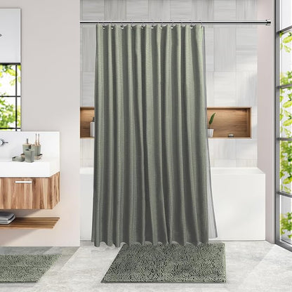 Clara Clark Bathroom Accessories Set - Bathroom Set, Bathroom Sets with Shower Curtain and Rugs, Shower Curtain Set with Trash Can - Sage Green - 22PC | 22 Piece Sage Green Bathroom Accessories Set with Toothbrush Holder, Soap Dispenser, Soap Dish, Toi...