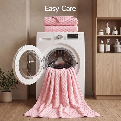 REDKISS Charcoal Gray Pink Microfiber Bath Towels Large, 30"x60", 2 Pack | Super Absorbent, Quick Dry, Super Soft, Lint Free, Fluffy Towel for Bathroom, Spa, Dorm, Ideal Everyday Use