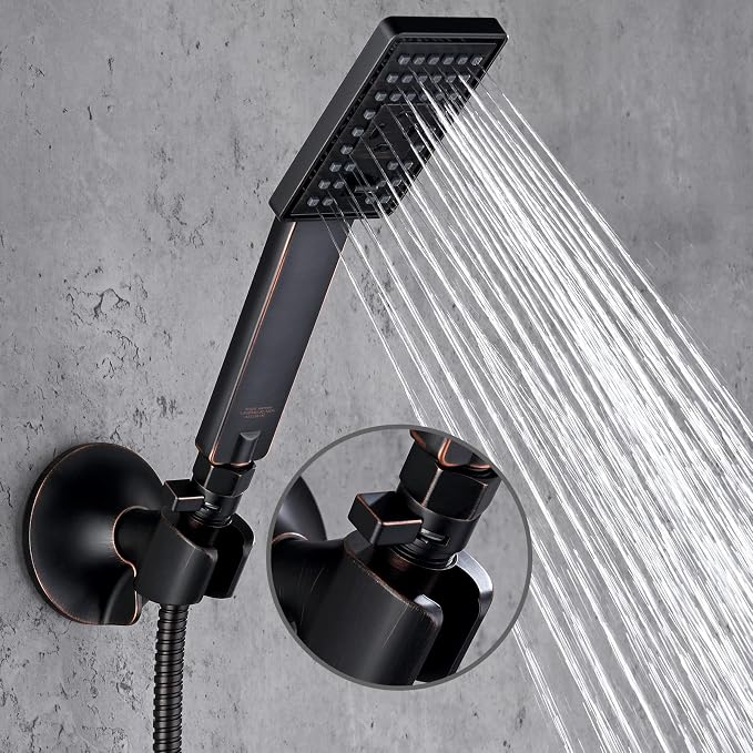 BRIGHT SHOWERS Water Flow Control Valve, Brass Shower Head Water Valve with Handle Lever, Flow Regulator Water-Saver Volume, Oil-Rubbed Bronze