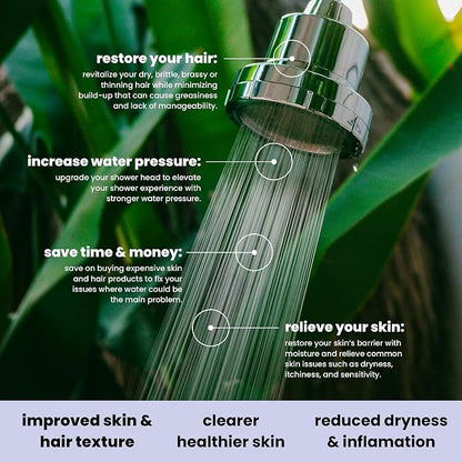 Filtered Showerhead - Best Shower Head With Filters For Healthy Hair & Skin - High Pressure Hard Water Softener - Reduce Dandruff, Protect Colored Hair, And Soothe Dry Skin (Brushed Nickel)