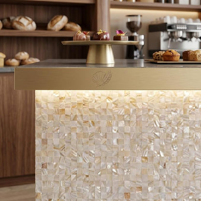 Natural Mother of Pearl Peel and Stick Mosaic Wall Tiles 10 Pack | 12×12" Self-adhesive Peel and Stick Shower Tile Waterproof, Stick on Wall Panels, Shell Backsplash Tiles for Kitchen Bathroom