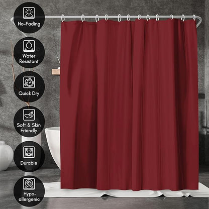 Americanflat 71x74 Solid Burgundy Shower Curtain - Water-Resistant Long Shower Curtain with Durable Metal Grommets and 12 Hooks - 100% Polyester
