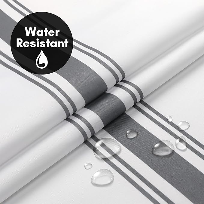 Americanflat 72x75 Hookless Shower Curtain - Water-Resistant Classic Stripe Shower Curtain with Sheer Panel, Snap-in Liner, and Durable Grommets - 100% Polyester - Black and White