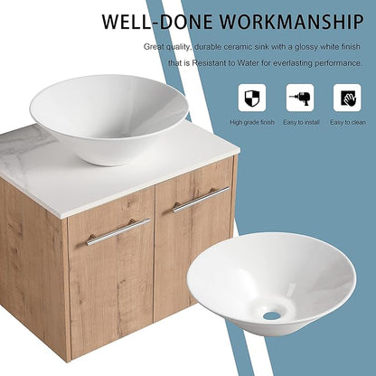 24" Floating Vanity with Sink, 24 Inch Bathroom Vanity with Sink, Modern Plywood Floating Cabinet with Sintered Stone Countertop and White Ceramic Basin, Soft Close Doors