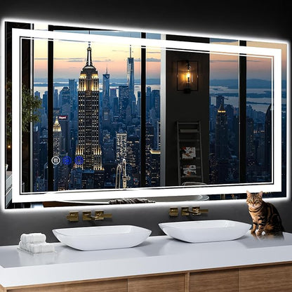 55"x30" LED Bathroom Mirror with Lights,Anti-Fog,3 Color Modes