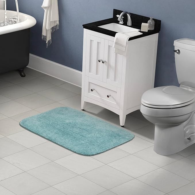 Garland Rug Traditional Nylon Washable Sea Foam 24" X 40" Bath Rug - Soft, Absorbent, And Stylish for Your Bathroom