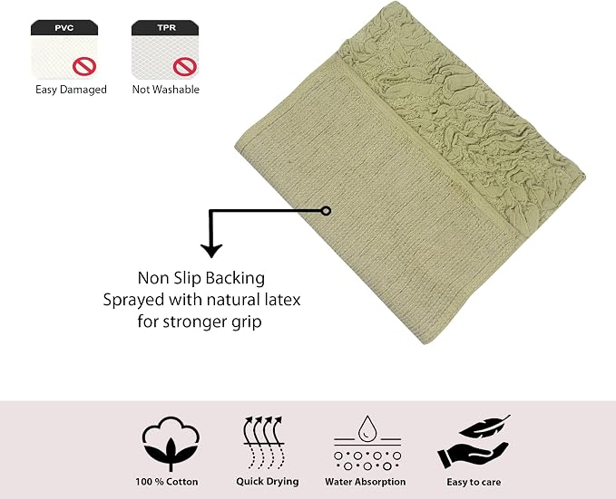 Home Weavers Bell Flower Collection 100% Cotton Tufted Bath Rugs, Extra Soft and Absorbent Bath Rugs, Non-Slip Bath Mats, Machine Washable, Bath Mats for Bathroom Floor and Tub, 25"x25" Heart, Green
