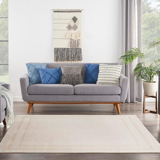 Nourison Home Nourison Essentials Ivory Gold 9' x Square Area Rug - Easy Clean, Non Shedding, Bed Room, Living Room, Dining Room, Kitchen (9' x Square)
