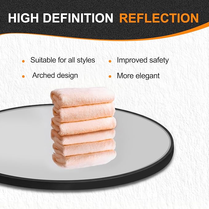 38x26 Black Oval Bathroom Mirror for Over Sink, Aluminum Frame | HD Reflection No Distortion, Aluminum Frame, Mounting Hardware for Vertical or Horizontal Mount