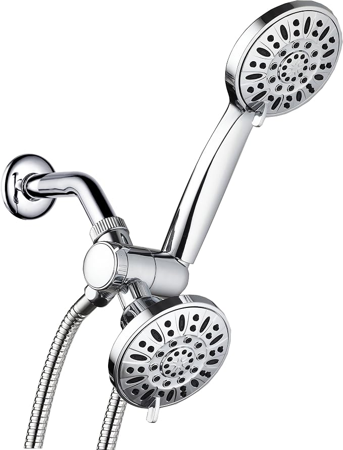 AquaDance Total Chrome Premium High Pressure 48-setting 3-Way Combo for The Best of Both Worlds – Enjoy Luxurious 6-setting Rain Shower Head and 6-Setting Hand Held Shower Separately or Together | Enjoy Two 6-Setting Rain & Hand Showerheads Separately ...