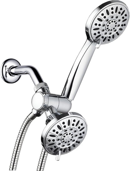 AquaDance Total Chrome Premium High Pressure 48-setting 3-Way Combo for The Best of Both Worlds – Enjoy Luxurious 6-setting Rain Shower Head and 6-Setting Hand Held Shower Separately or Together | Enjoy Two 6-Setting Rain & Hand Showerheads Separately ...