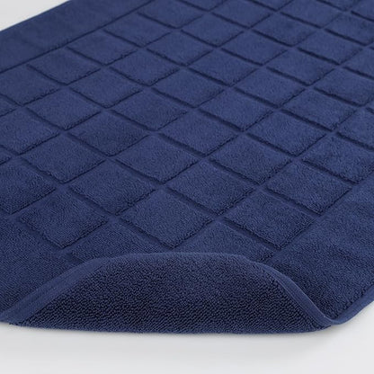 Superior 100% Cotton Bathmat Set, Bath Mats, Bathroom Decor, Shower, Bathtub Essentials, Home Accessories, Small Washable Rug, No Backing, Heavyweight, Nora Collection, Set of 2, 22" x 35", Navy Blue