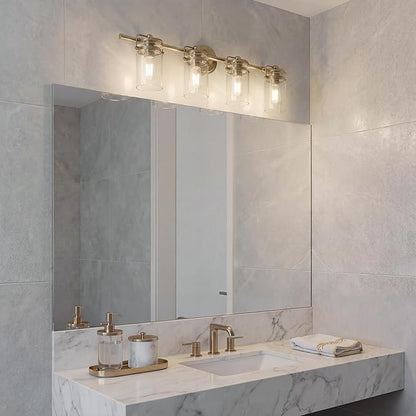 Kichler Brinley 4 Light Vanity Light with Clear Glass in Champagne Bronze, (32.5" W x 10.25" H), 45690CPZ
