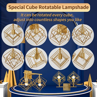 Bathroom Vanity Light with 2 Bulbs Bathroom Light Fixtures Over Mirror with Rotatable 2 Cube Shades Modern Wall Mounted Brushed Brass