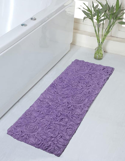 Home Weavers Bell Flower Collection 100% Cotton Tufted Bath Rugs, Extra Soft and Absorbent Bath Rugs, Non-Slip Bath Mats, Machine Washable, Bath Mats for Bathroom Floor and Tub, 21"x54" Runner, Purple