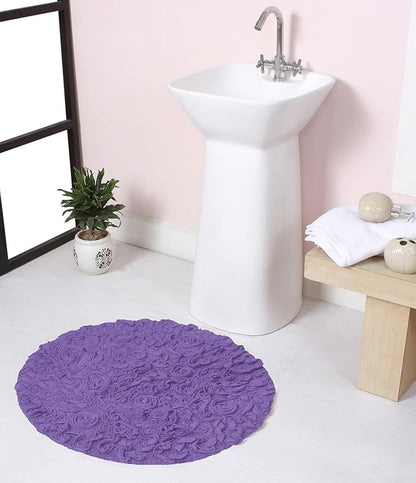 Home Weavers Bell Flower Collection 100% Cotton Tufted Bath Rugs, Extra Soft and Absorbent Bath Rugs, Non-Slip Bath Mats, Machine Washable, Bath Mats for Bathroom Floor and Tub, 22" Round, Purple