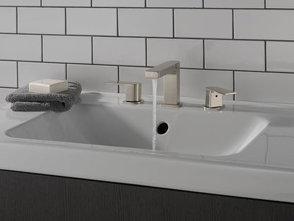Peerless Xander Widespread Bathroom Faucet Brushed Nickel, Bathroom Faucet 3 Hole, Bathroom Sink Faucet, Drain Assembly, Brushed Nickel P3519LF-BN