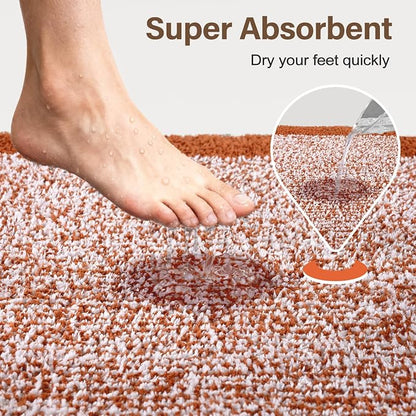 Bathroom Rugs 30x20 Non Slip Washable, Bath Mat for Bathroom Floor Tub, Soft Absorbent Quick Dry Mats for Shower, Bathtub,Home Decor(Coral Orange)