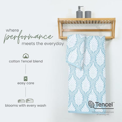 Martex Restore Fern Ogee Bath Towel – Soft, Absorbent, Moisture-Wicking and Quick to Dry – Lightweight for Everyday Use – Comfortable Feel with Convenient Loop for Hanging – 30" x 56" – Mineral