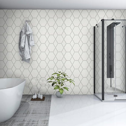 MSI White and Gray 12 in. x 12 in. Hive Pattern Matte Porcelain Mosaic Tile for Kitchen Backsplash, Bathroom Wall, Shower, and Floor